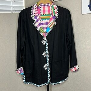 617 - KOOS of Course! NWOT Black/Multicolor Reversible Blazer, Size Small